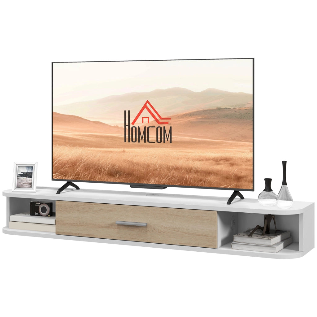 Mobile TV a parete con ante e ripiani aperti ¨C Minimal ¨C bianco 120x30x40 cm