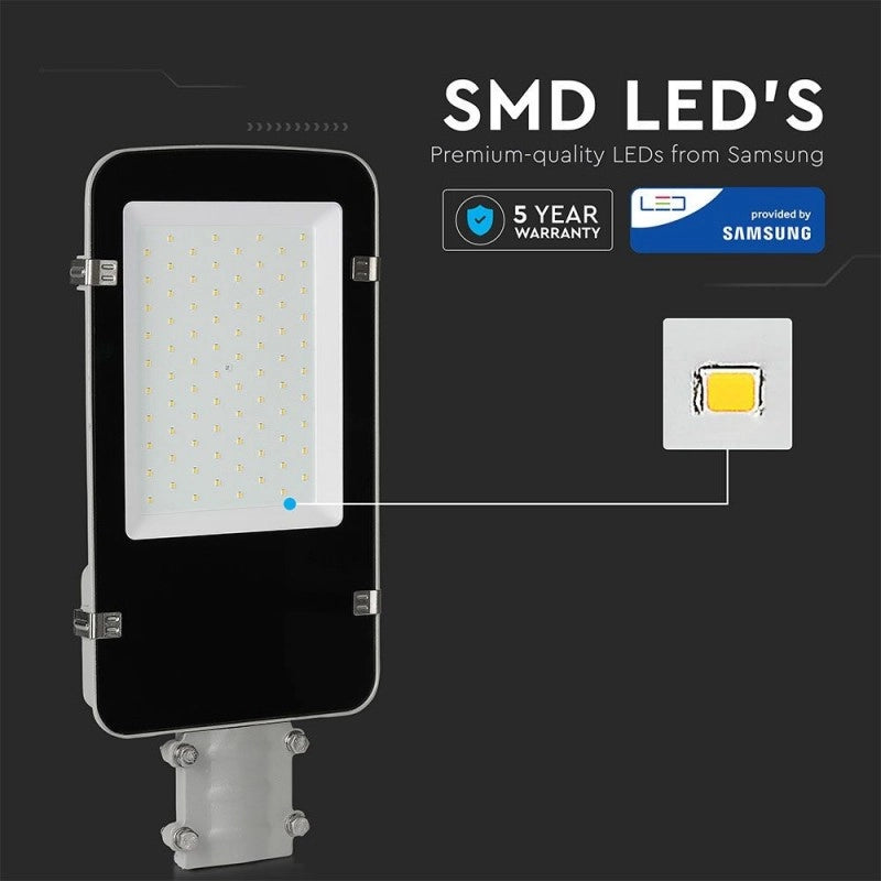 Armatura Stradale LED Chip Samsung 50W Colore Grigio 4000K IP65