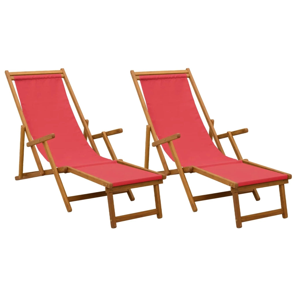 Lettino prendisole pieghevole 2 pcs 3 Posizione Rosso 3407818