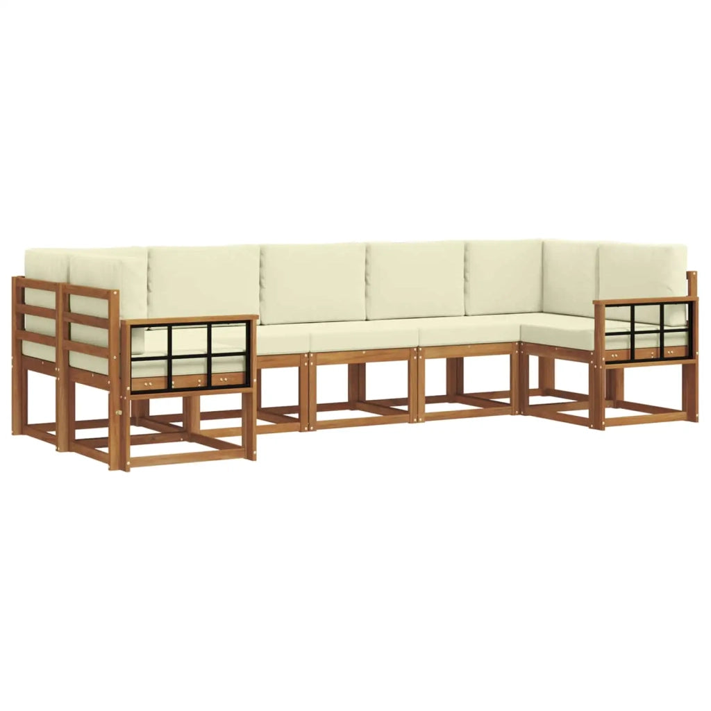 Set di divani da esterno con cuscino 7 pcs Naturale e Crema 3366928
