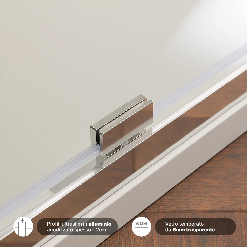Box doccia 80x100 cm con apertura a battente vetro 6mm trasparente h195 cm | Aruba