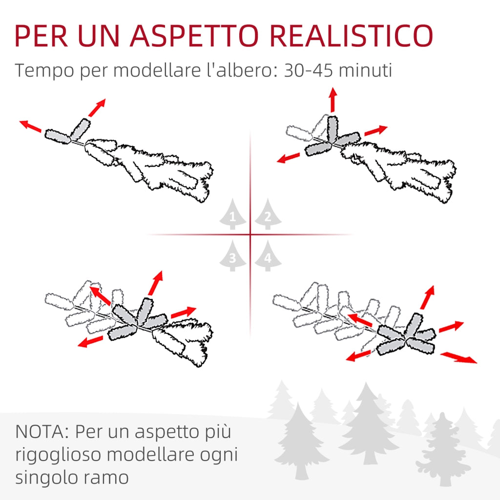 Albero di Natale Innevato con 850 Rami ¨C zephmum ¨C Verde, Plastica e Acciaio, ?110x180 cm