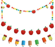Set di bandiere Vilten da 3 pezzi per decorazione della classe e celebrazione del ritorno a scuola con tema mela