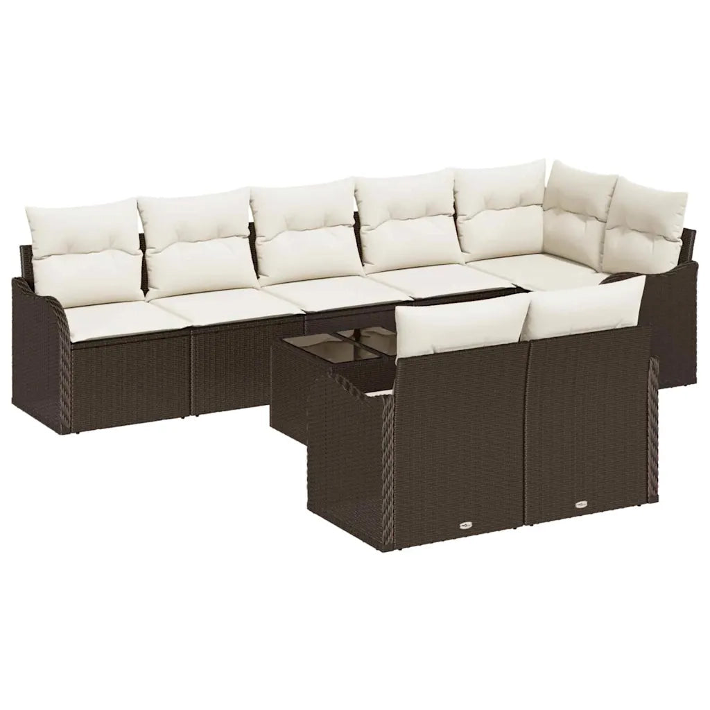 Set Divano da Giardino Marrone polyrattan
