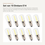 Luminarie a LED Mini Dimmabili - Fitting E14 - 10 Pezzi - Alta Luminosità - 1,5 W - Lampada da Tavolo a LED