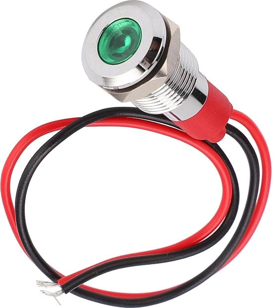 Lampione di Indicazione Metallico Verde Acquaplanato - Componenti di Controllo Industriale a Cavo Corto 10Mm (220V) Potenza LED .