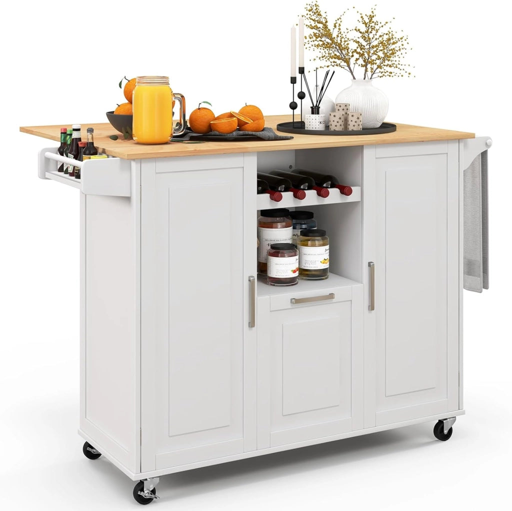 Carrello da Cucina con Ruote, Carrello di Servizio con 2 Armadietti a Anta, 1 Cassetto, 1 Portabottiglie, 1 Portasciugamani e 1 Portaspezie, Nero/Bianco (Nero)