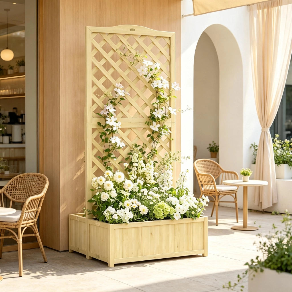 FIORIERA Doppia pieghevole con grigliato 73x70x170 cm Legno Naturale