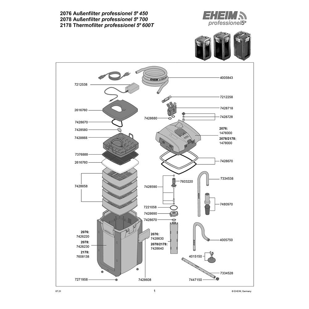 Eheim Professionel 5e Wi-Fi - filtro esterno elettronico con controllo wireless per acquari Modello: 700