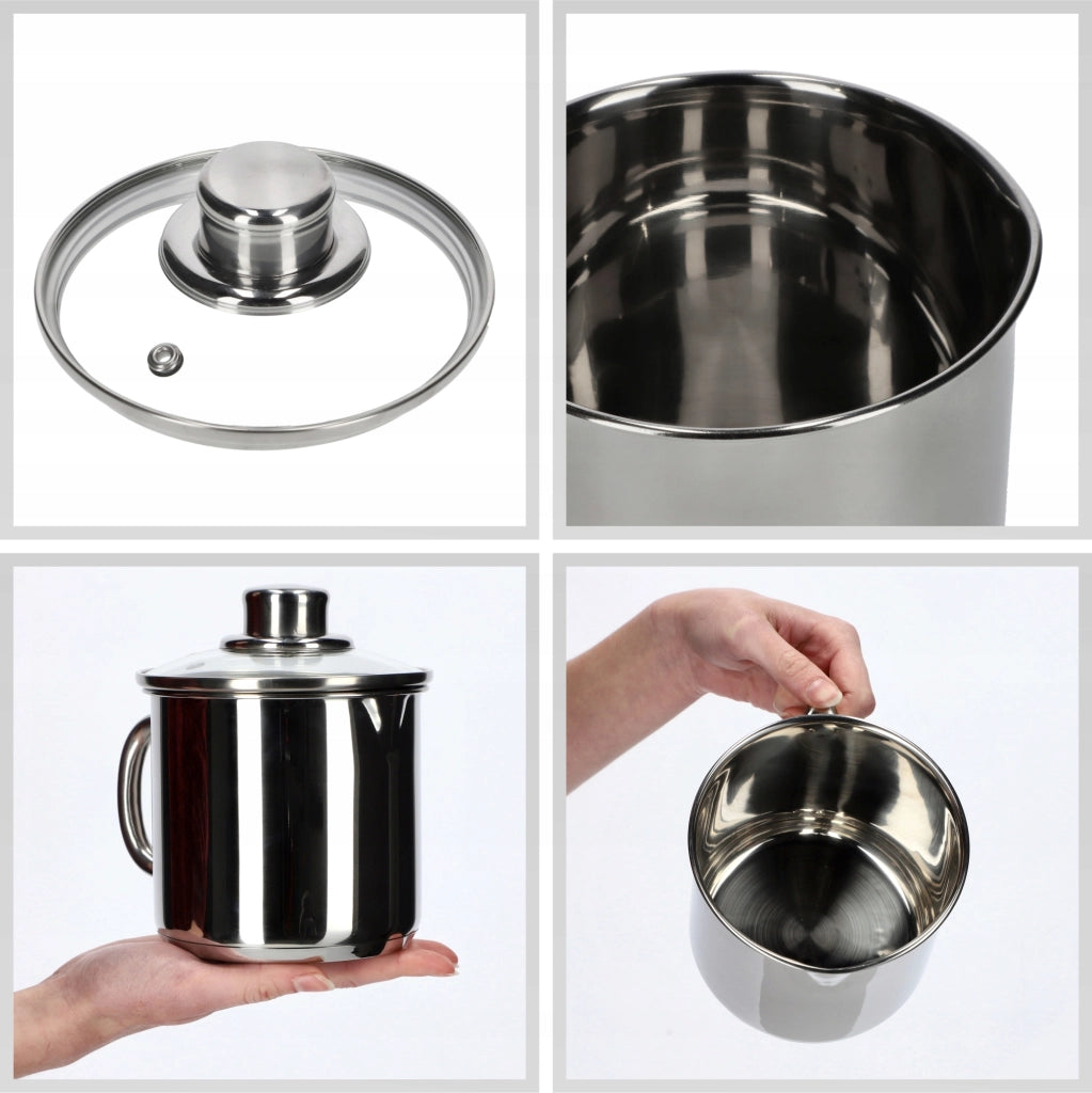 Pentola in acciaio inox KADAX per bollire il latte, 1,2 l, con coperchio, adatta a piani cottura a induzione e gas.
