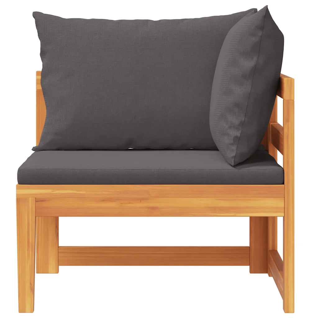 Divano Angolare con Cuscini-Sofa con Cuscini Grigio Scuro in Massello di Acacia