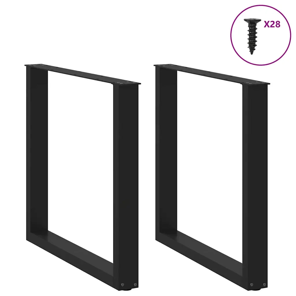 vidaXL Gambe per tavolo da pranzo a forma di U 2 pz nere 80x(72-73) cm in acciaio