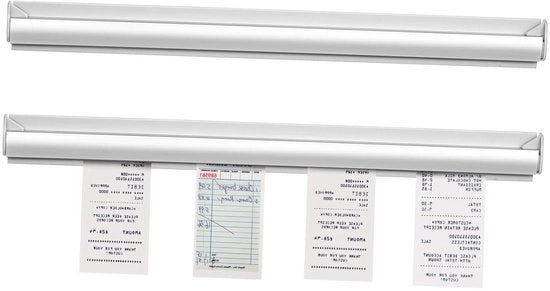 Sostegno per biglietti di ristorante, coupon e controllo (2 pezzi) - Profilo in alluminio - Argento