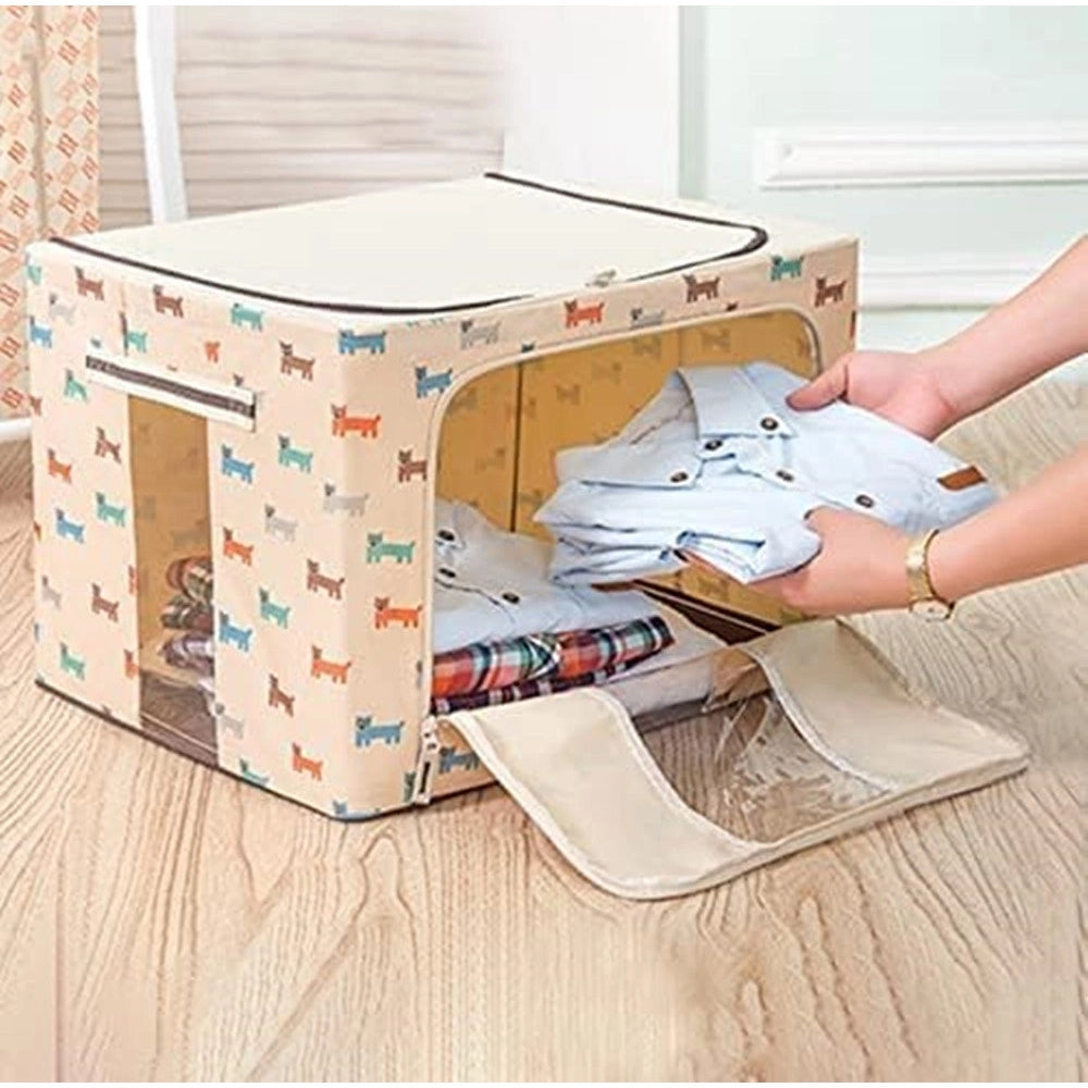 Trade Shop - Borsa Portaoggetti Multifunzionale Pieghevole Tessuto Con Finestra Manici 100lt 60x42x40cm -