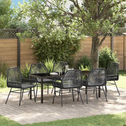 Set da Pranzo per Giardino con cuscino 7 pcs Nero polyrattan 3380874