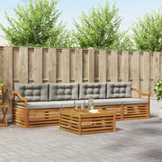 Set di divani da esterno 5 pcs Grigio Naturale e Chiaro