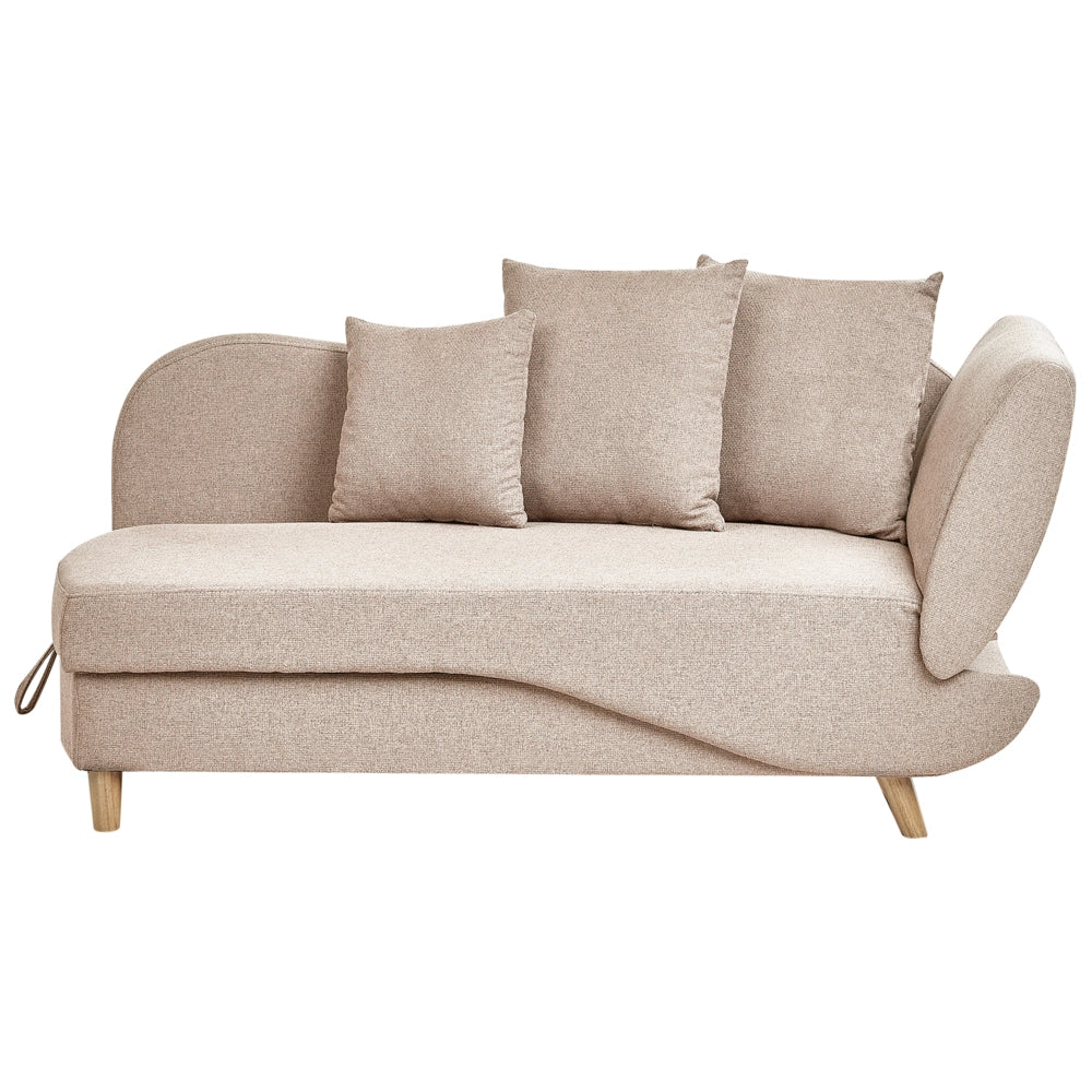 Chaise longue a destra in tessuto marrone chiaro con contenitore per il soggiorno moderno