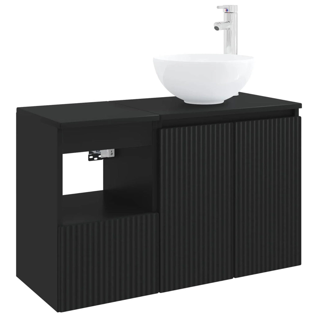 Set di mobili per il bagno 2 pz Nero Legno ingegnerizzato 3404035