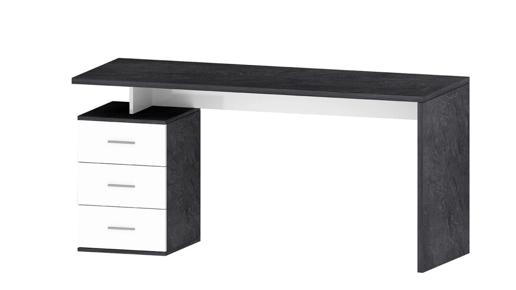 Scrivania 3 Cassetti 160x60x75 cm New Selina Bianco Lucido/Report Grigio