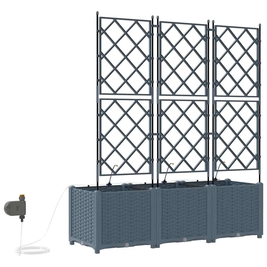 Vaso da giardino 3 pcs Grigio Chiaro Plastica 42002899