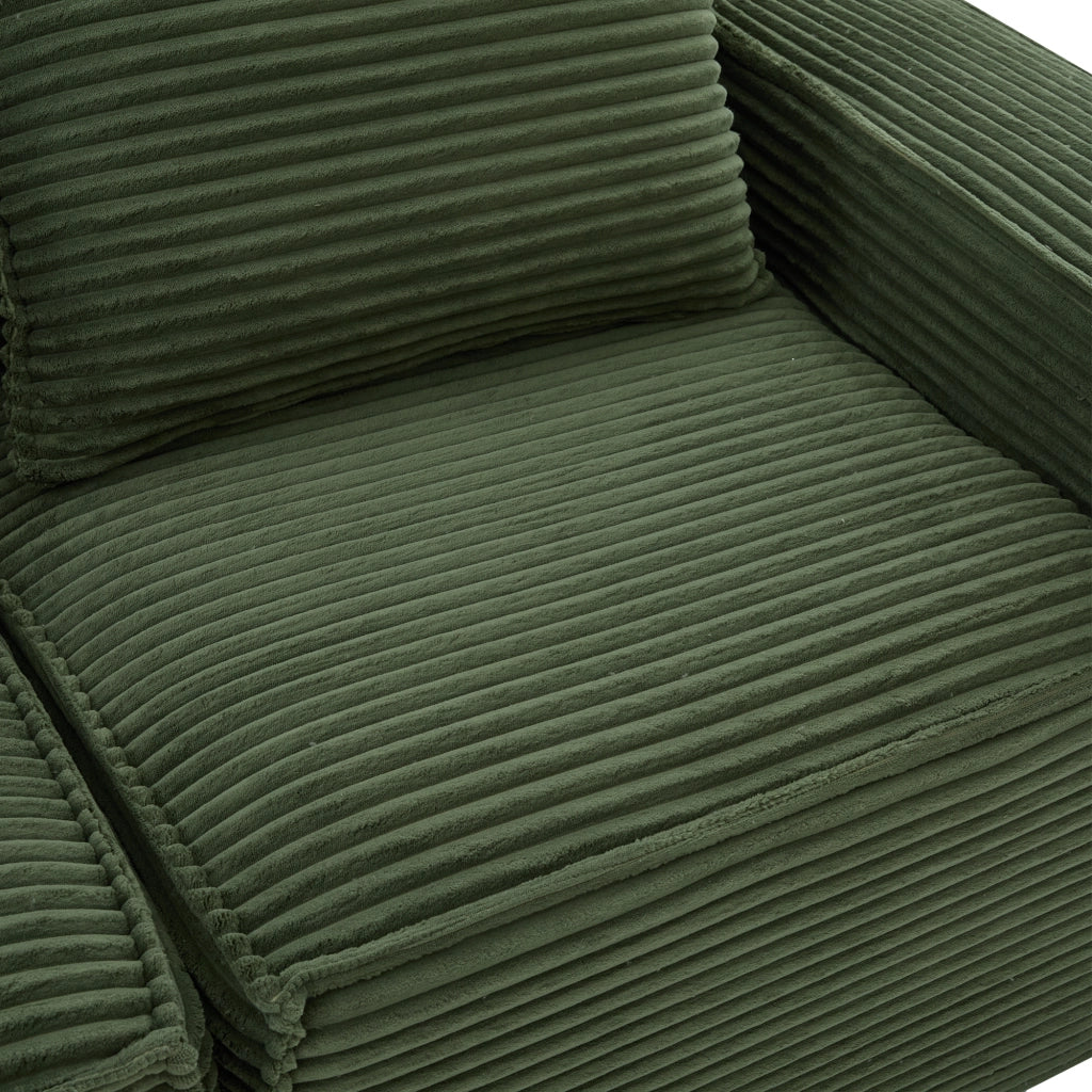 DIVANO modulare 2 posti 188x90x75 cm in corduroy verde con portabicchieri