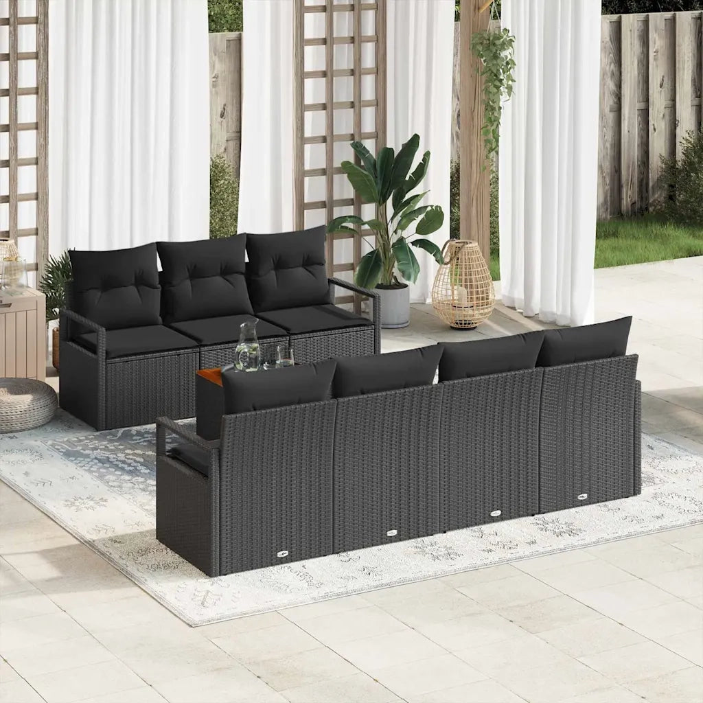 Set Divano da Giardino con cuscino 8 pcs Nero polyrattan 3347667