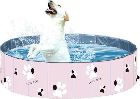 Piscina per cani - Opvouabile - PVC - Per cani piccoli - Leggero e trasportabile - Rosa - 60x20 cm