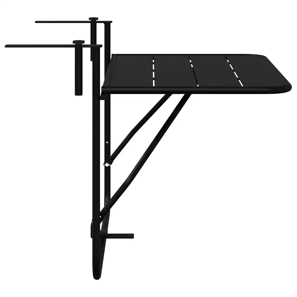 Tavolo Appeso da Balcone Nero 60 x 39 x 65 cm Acciaio 42008075