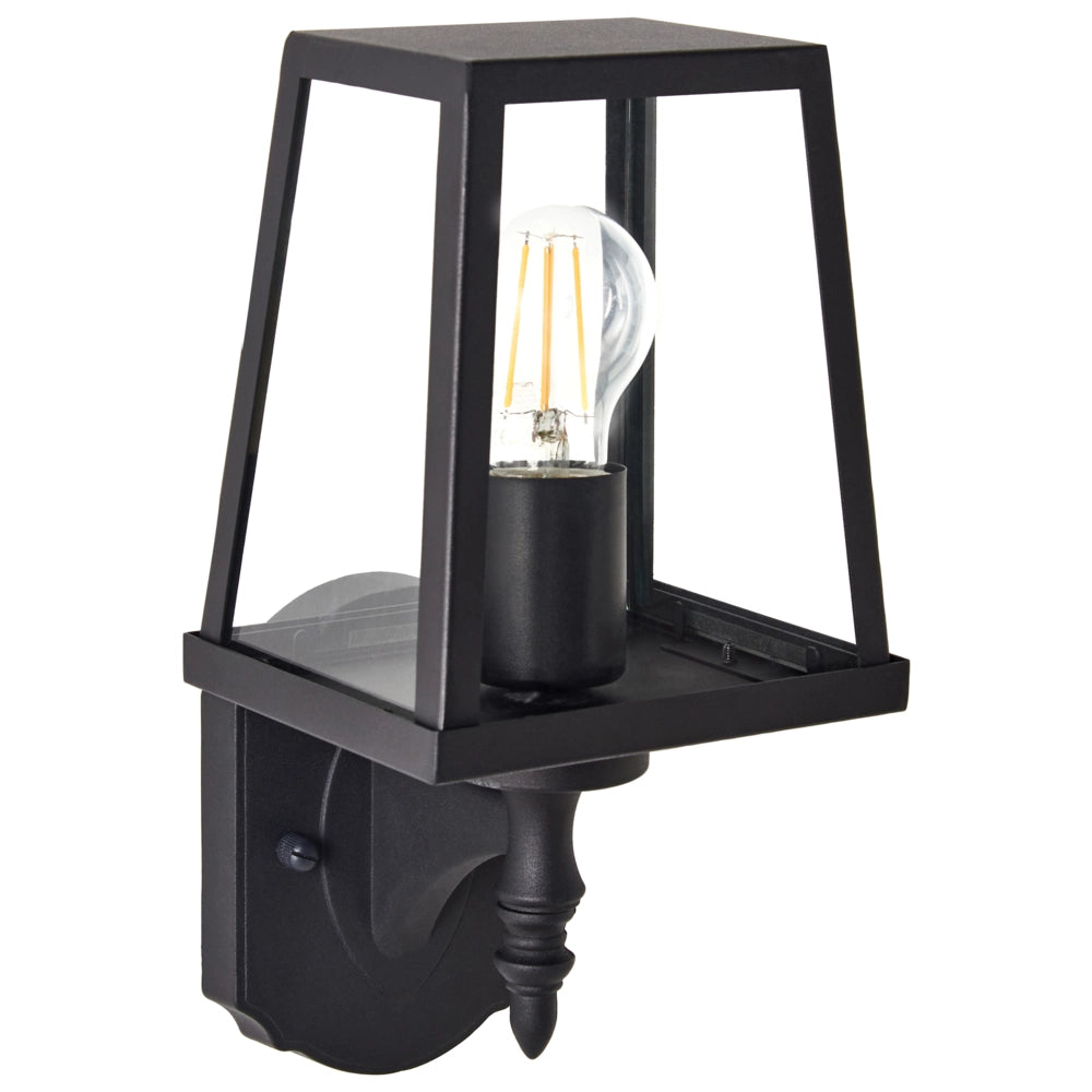 Lampada da parete per esterni Lampada da parete nera Sconce in metallo ferro vetro opaco Design moderno Giardino del patio