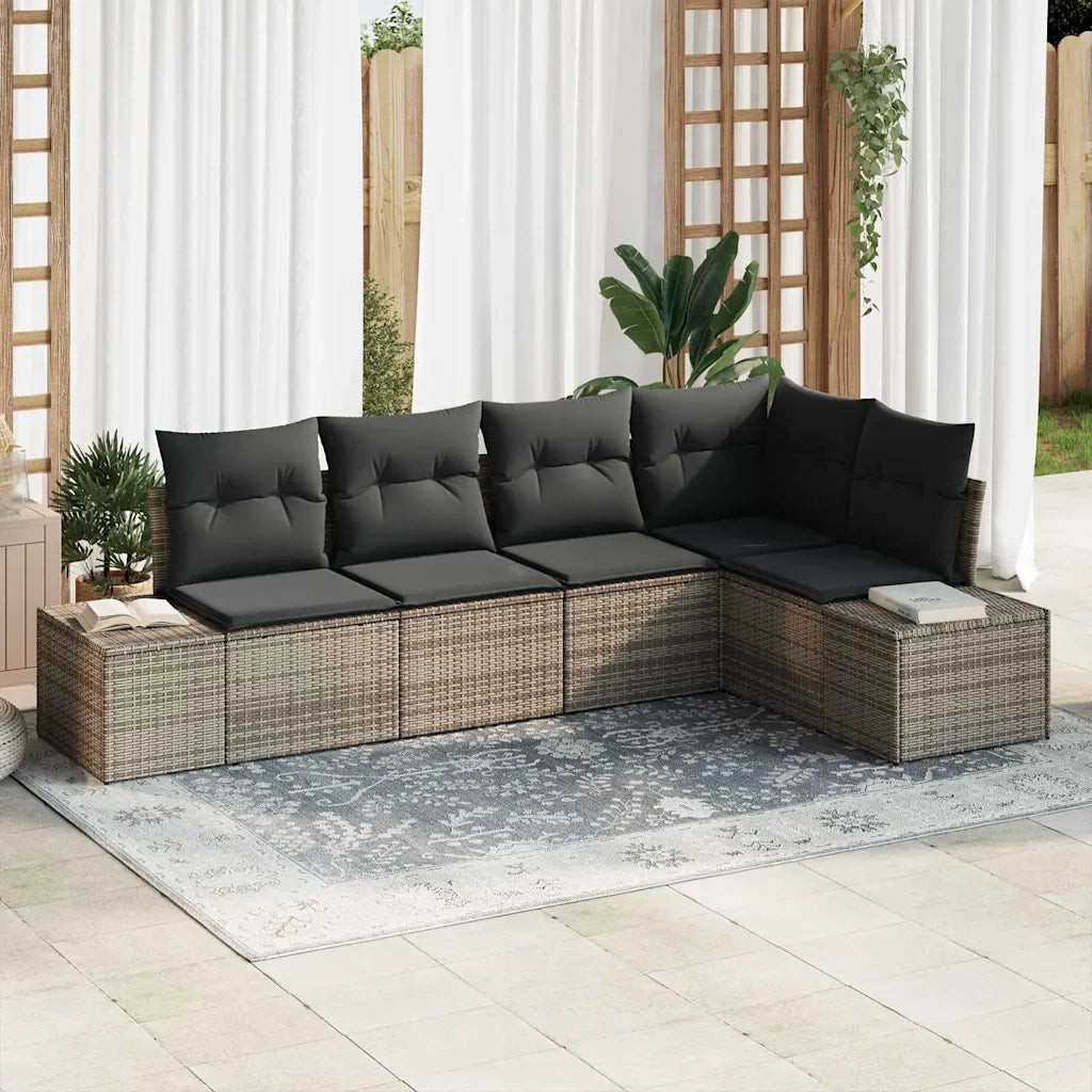 Set Divano da Giardino 5 pcs Grigio polyrattan 3355728