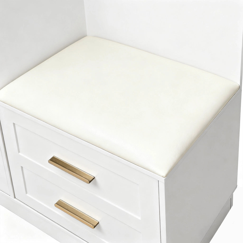 Guardaroba da ingresso con scarpiera specchio cassetti e ripiani regolabili bianco 110 × 33 × 185.5 cm