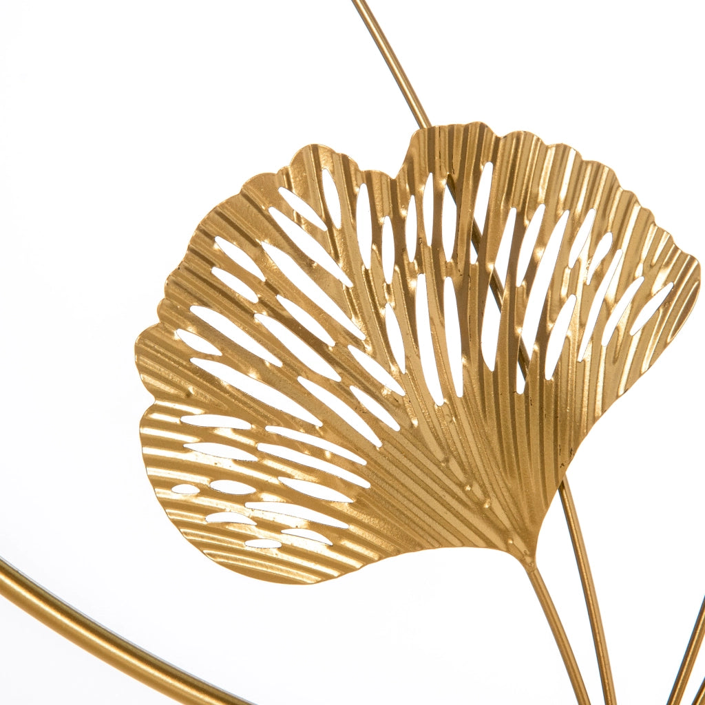 Decorazione Murale 3D in Metallo con Ginkgo ¨C Zephmum ¨C 102x66.2cm Oro e Argento
