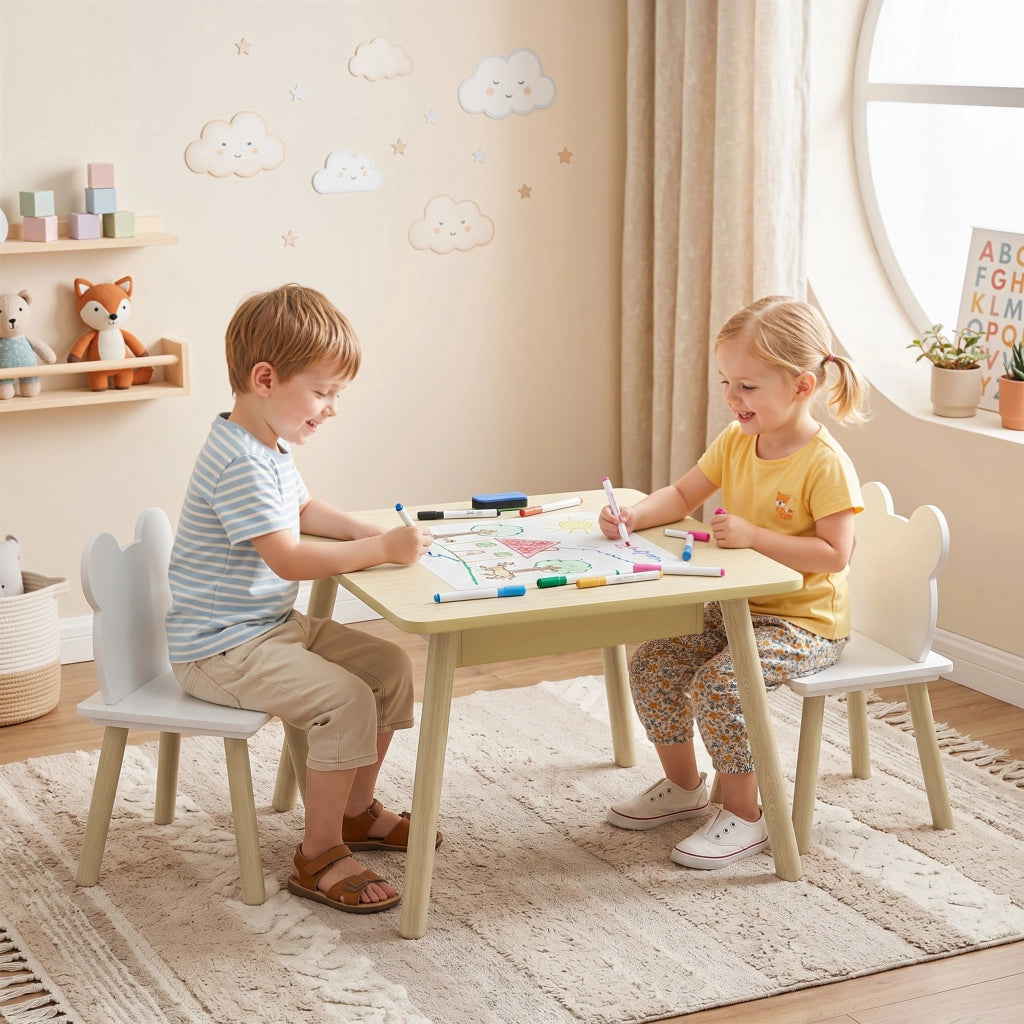 Tavolo bambini con 2 sedie ¨C zephmum ¨C legno naturale