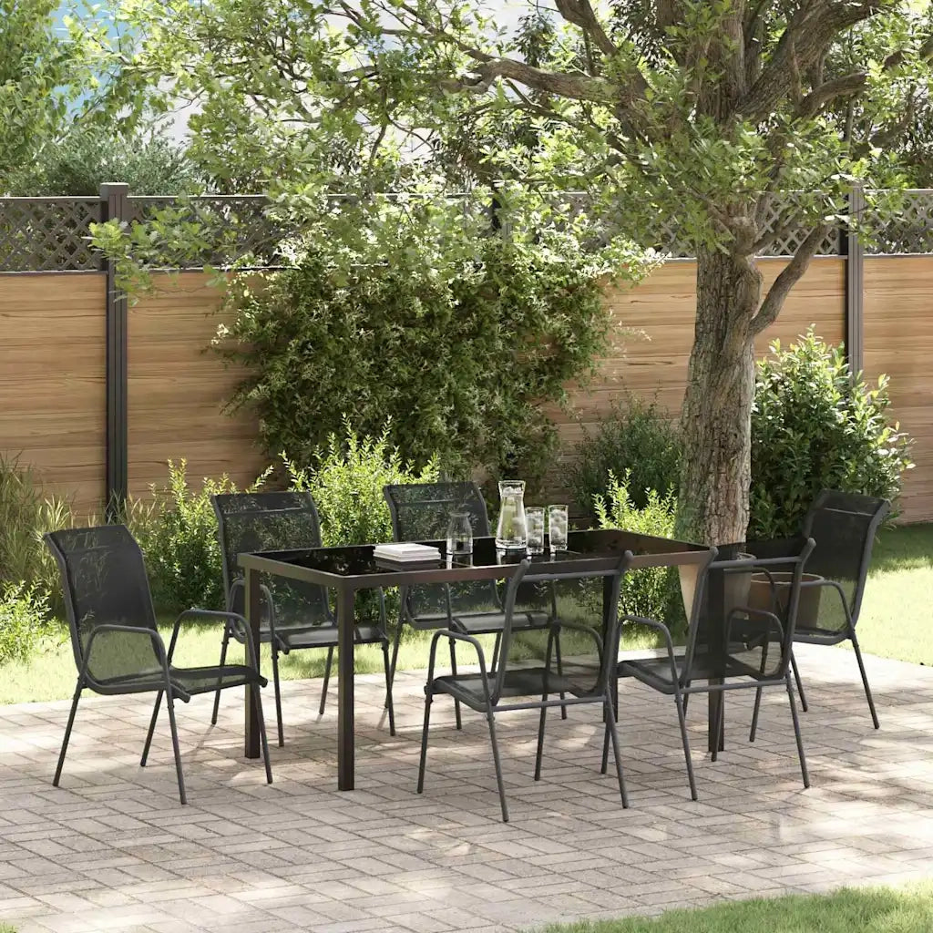 Set da Pranzo per Giardino 7 pcs Nero