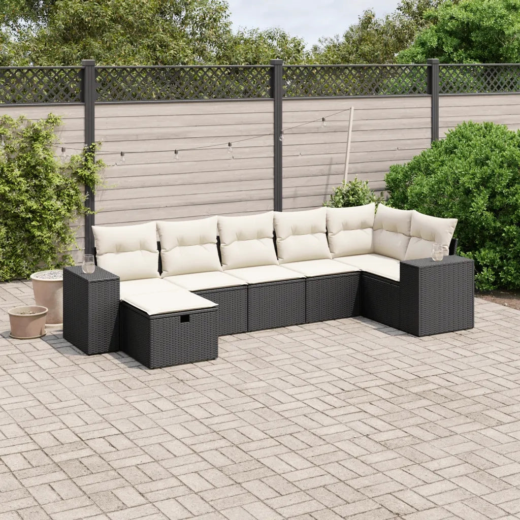 Set Divani da Giardino con Cuscini 7pz Nero Polyrattan 3264432