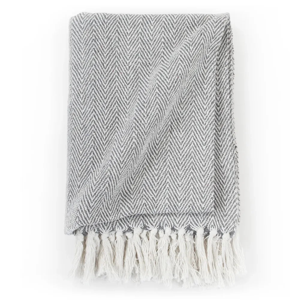 Copriletto in Cotone a Spina di Pesce 160x210 cm Grigio 245319