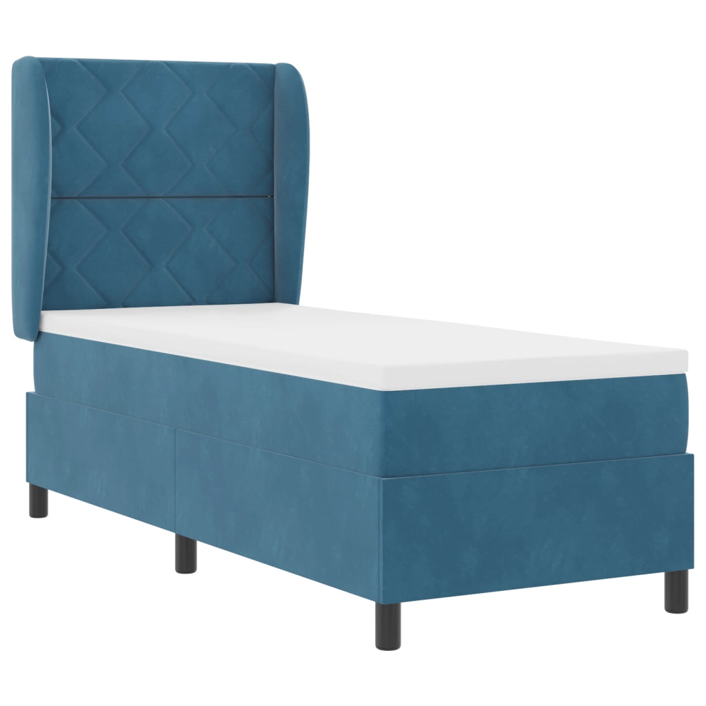 letto a box con materasso  Blu scuro 80x200 cm Velluto
