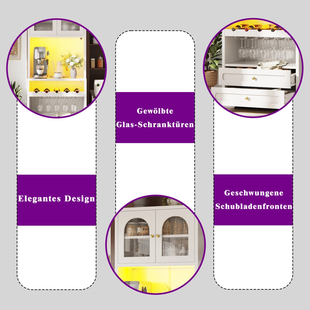 ARMADIO ALTO 140x40x180 cm MDF Bianco con LED, Set 2 unità