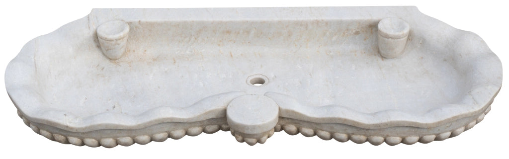 Biscottini Vasca smerlata in marmo bianco L120xPR56xH15 cm realizzata completamente mano