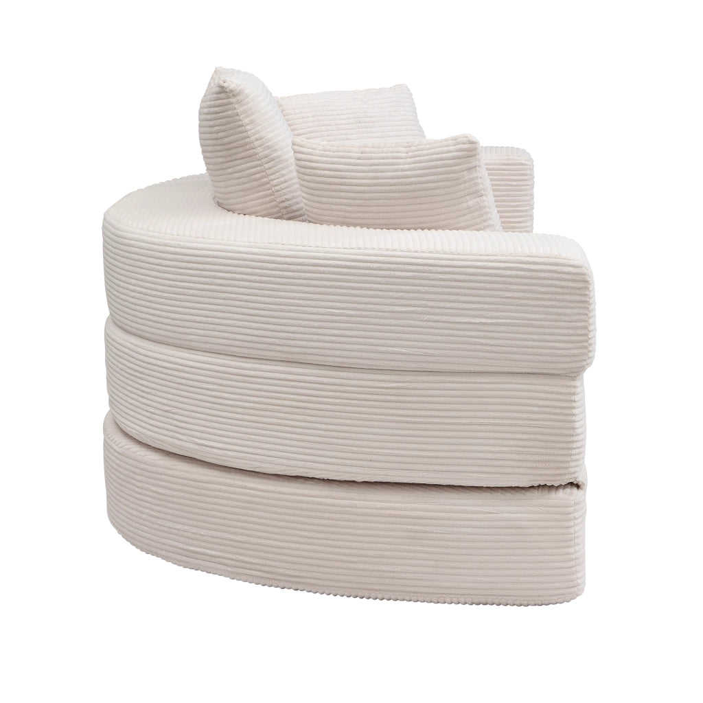 Divano letto, design senza struttura, divano a mezzaluna, con cuscini, divano modulare, tessuto in velluto a coste, beige