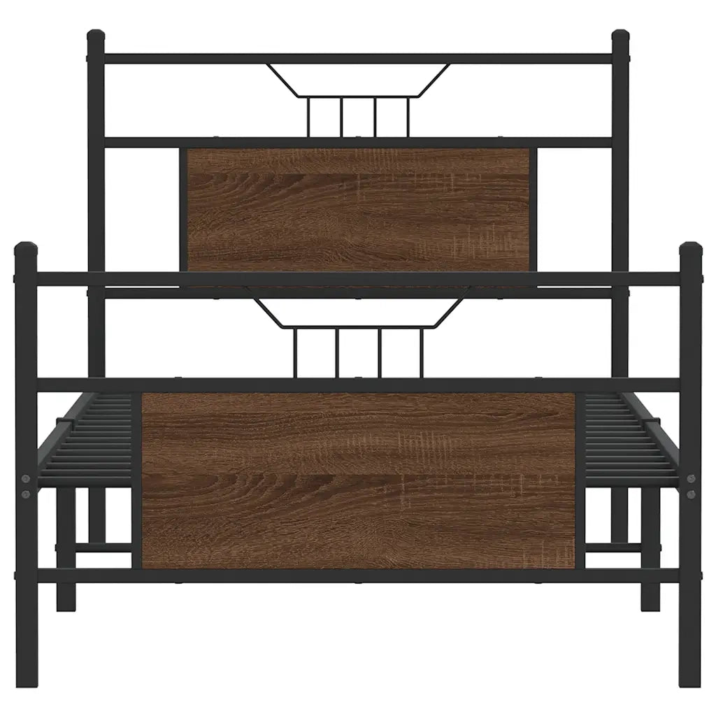 Letto singolo | Letto per adulti | Giroletto senza Materasso Rovere Marrone 80x200cm in Truciolato