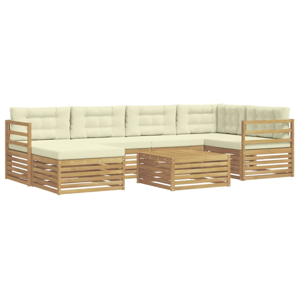 Set di divani da esterno con cuscino 7 pcs Bianco e Crema