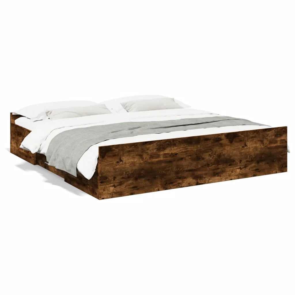 Giroletto con Cassetti Rovere Fumo 200x200 cm Legno Multistrato 3280269