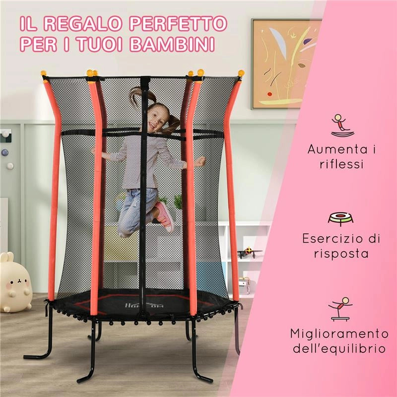 TAPPETO ELASTICO PER BAMBINI CON INGRESSO A CERNIERA E PALI IMBOTTITI Ø 163.5X190 CM ROSSO