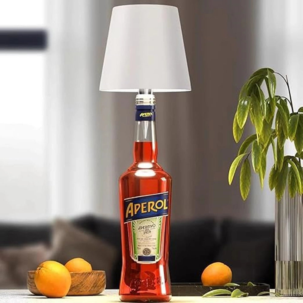 Trade Shop - Paralume Per Bottiglia Vino A Led Ricaricabile Dimmerabile Luce Senza Fili Bar Soggiorno -