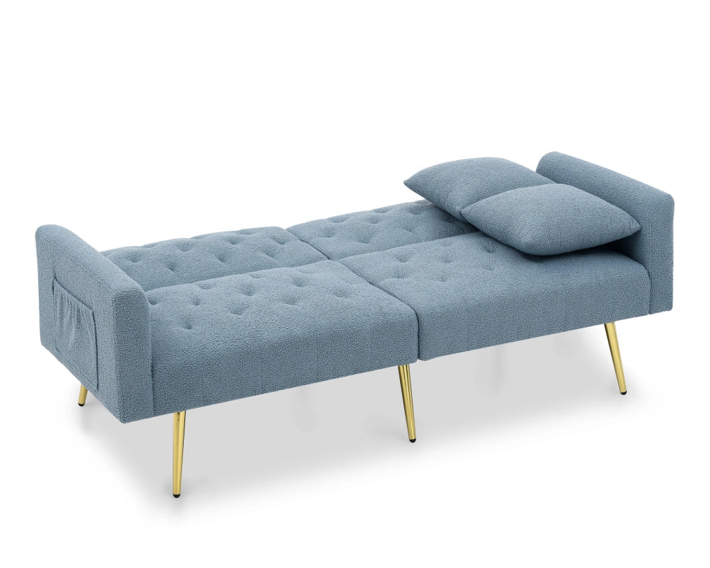 Divano 2 posti con schienale regolabile a 3 livelli in teddy blu