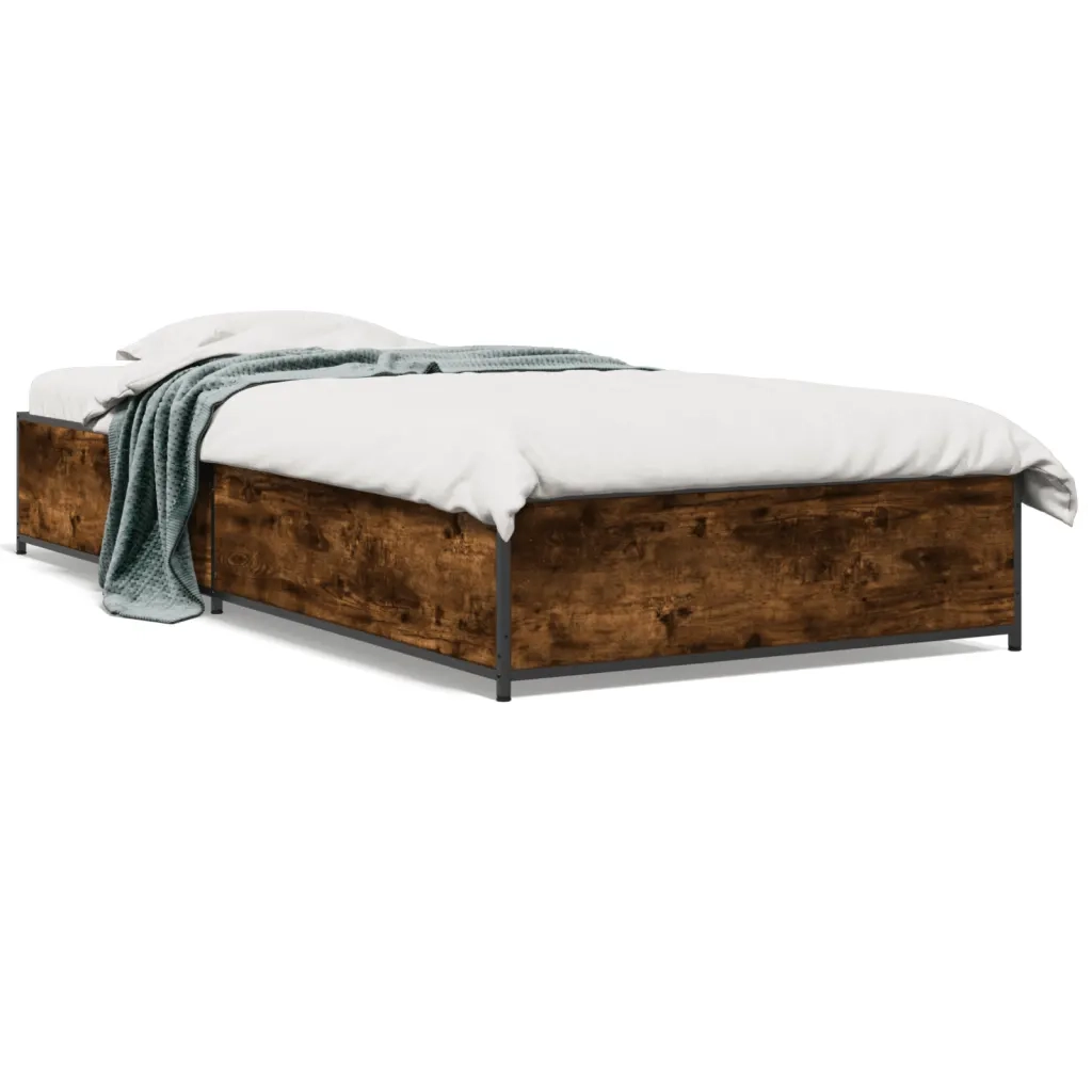 Giroletto-Struttura Letto Rovere Fumo 75x190 cm in Legno Multistrato e Metallo 639000