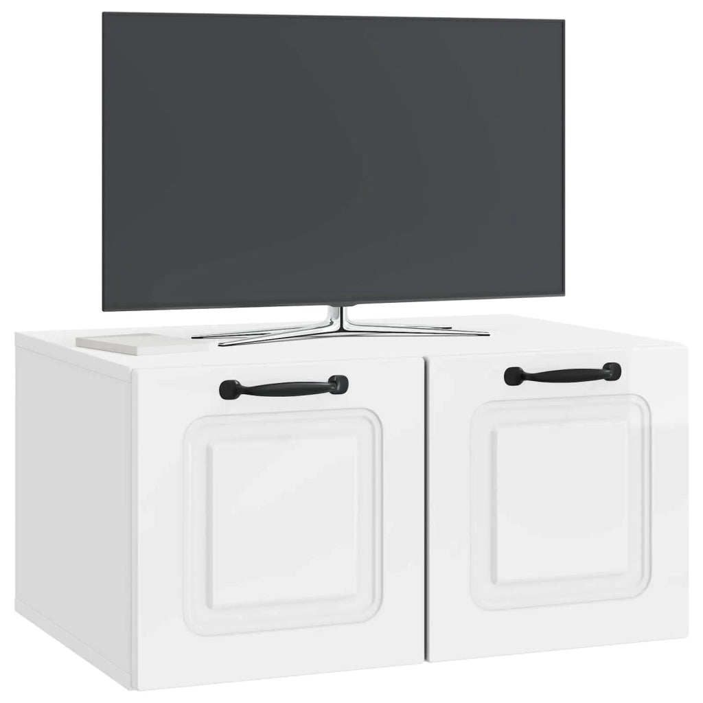 Mobile Porta TV da Muro Bianco Lucido 59,5 x 41 x 30 cm