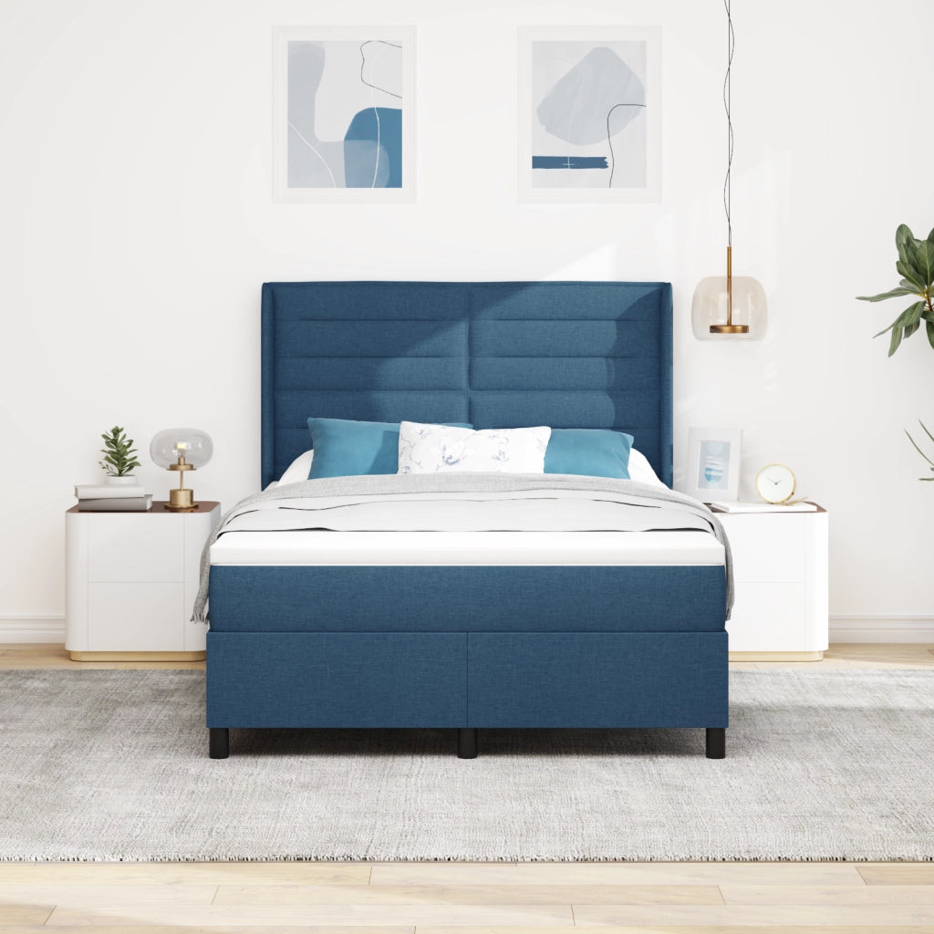 Letto a Molle con Materasso e LED Blu 140x200 cm Tessuto