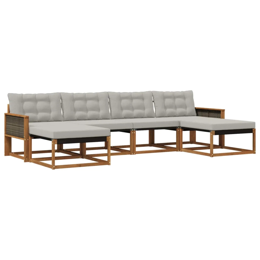 Set di divani da esterno 6 pz Naturale e Grigio Chiaro 3381595